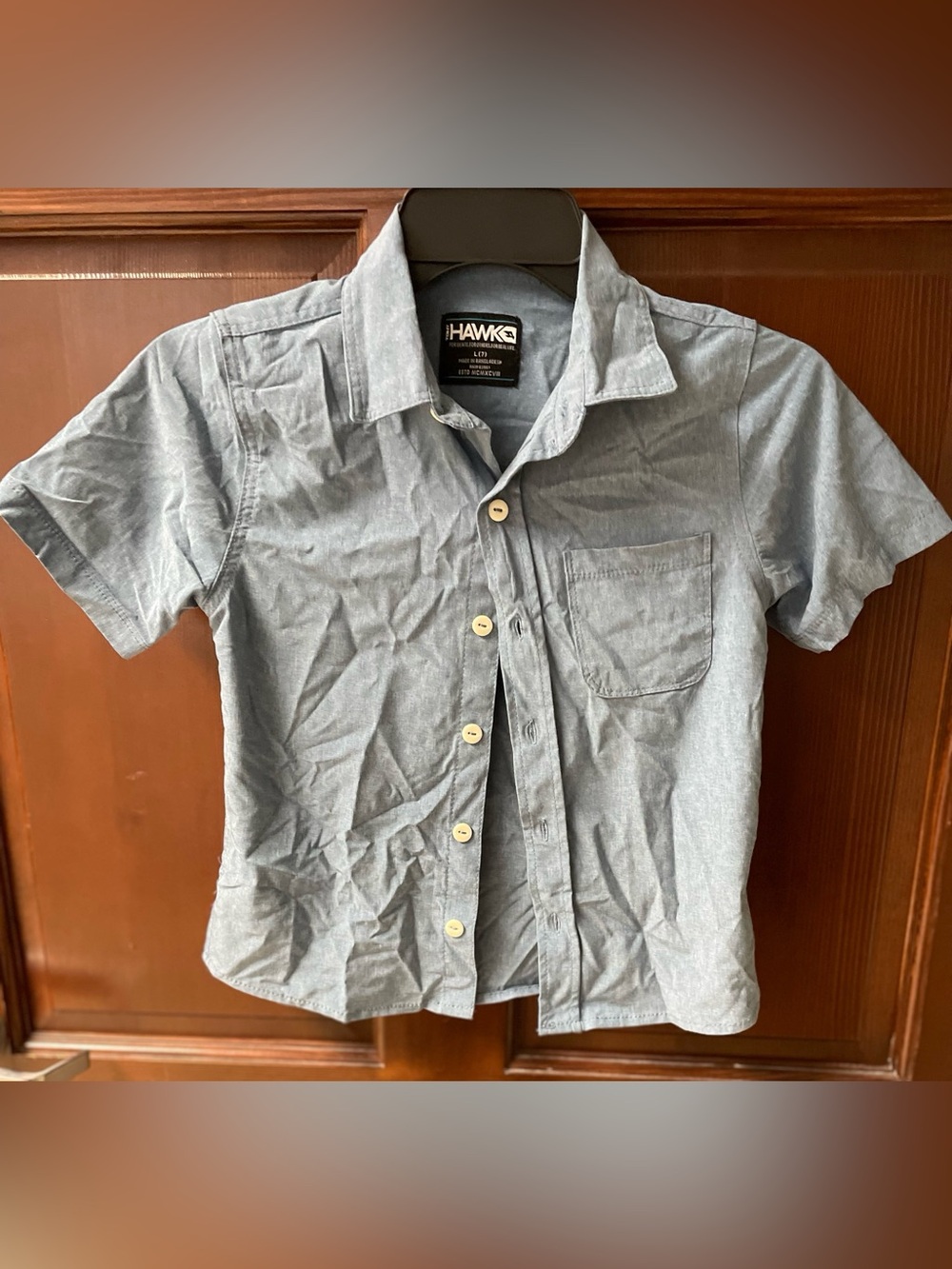 Tony Hawk Boys Short-Sleeve Button-Down Shirt Size 7 Blue Polyester Spandex